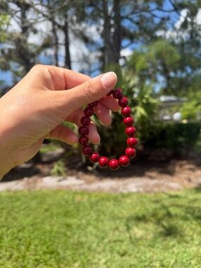Cinnabar beaded bracelet handmade